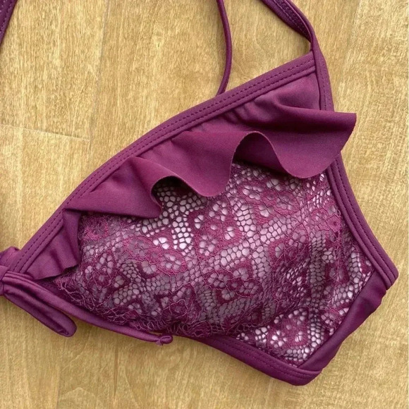 Xhilaration Maroon Bikini Set, Women’s Lace and Ruffle Bikini Set, Target Swim - Picture 4 of 16